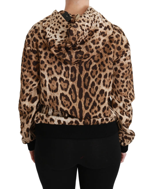 Leopard print hooded sweatshirt