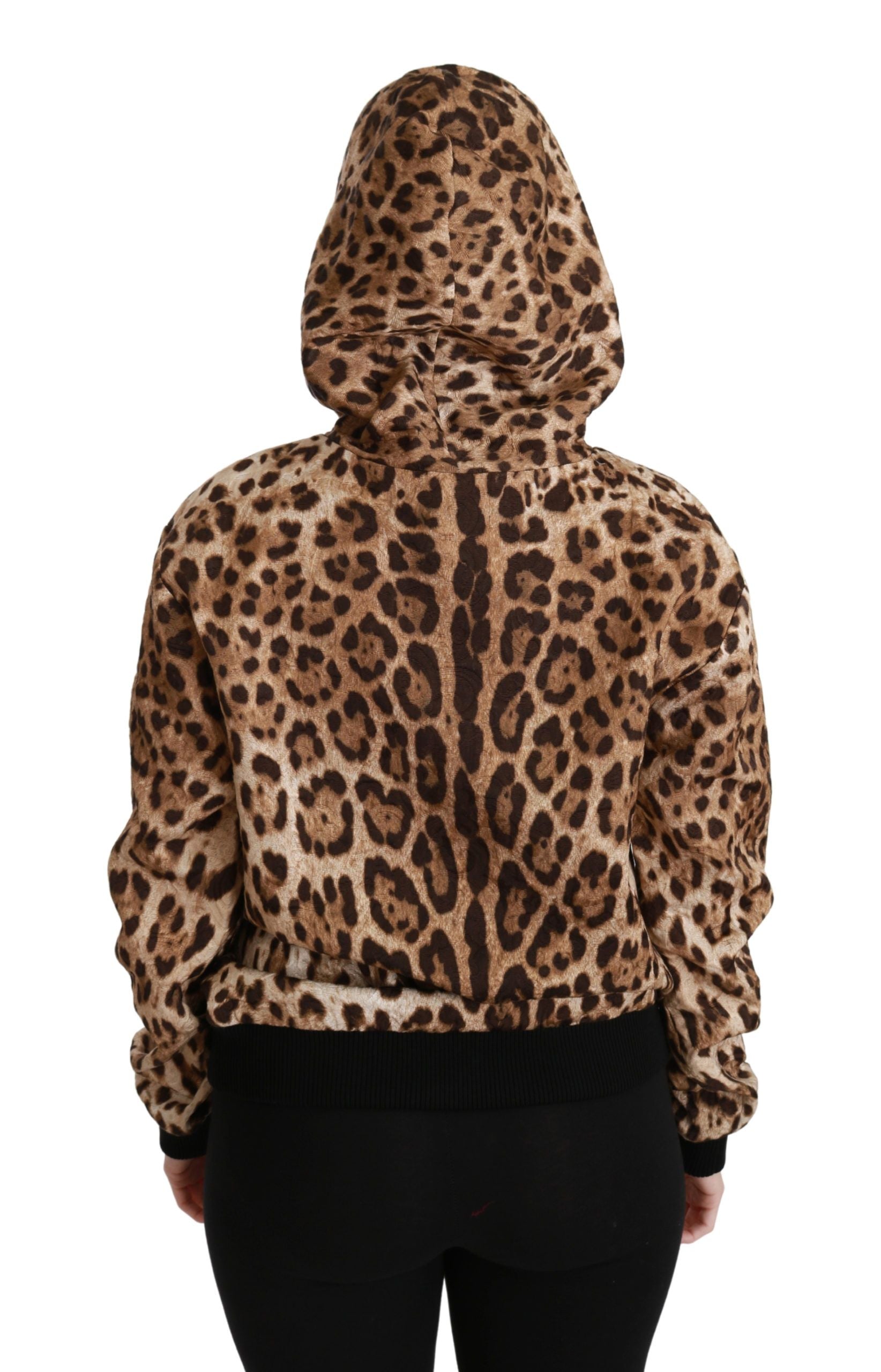 Leopard print hoodie with zipper