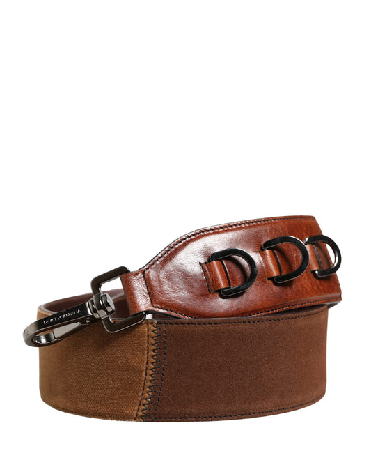 Brown leather belt with silver buckle