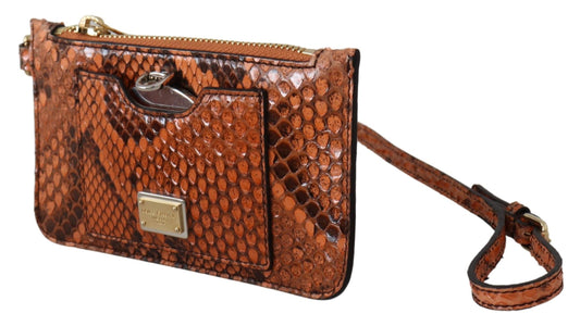 Brown snake skin clutch purse with gold hardware