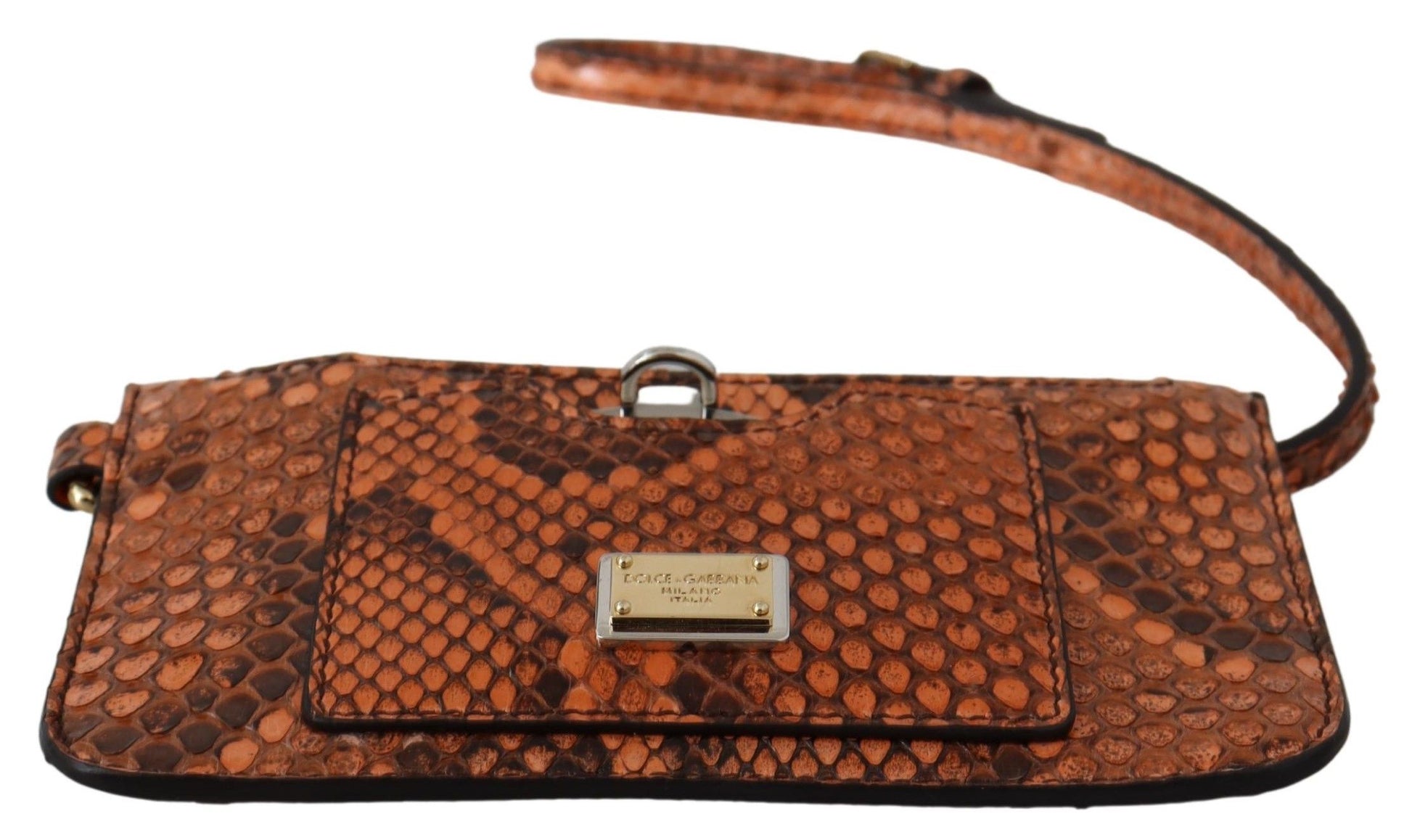 Brown snake skin purse with gold accents