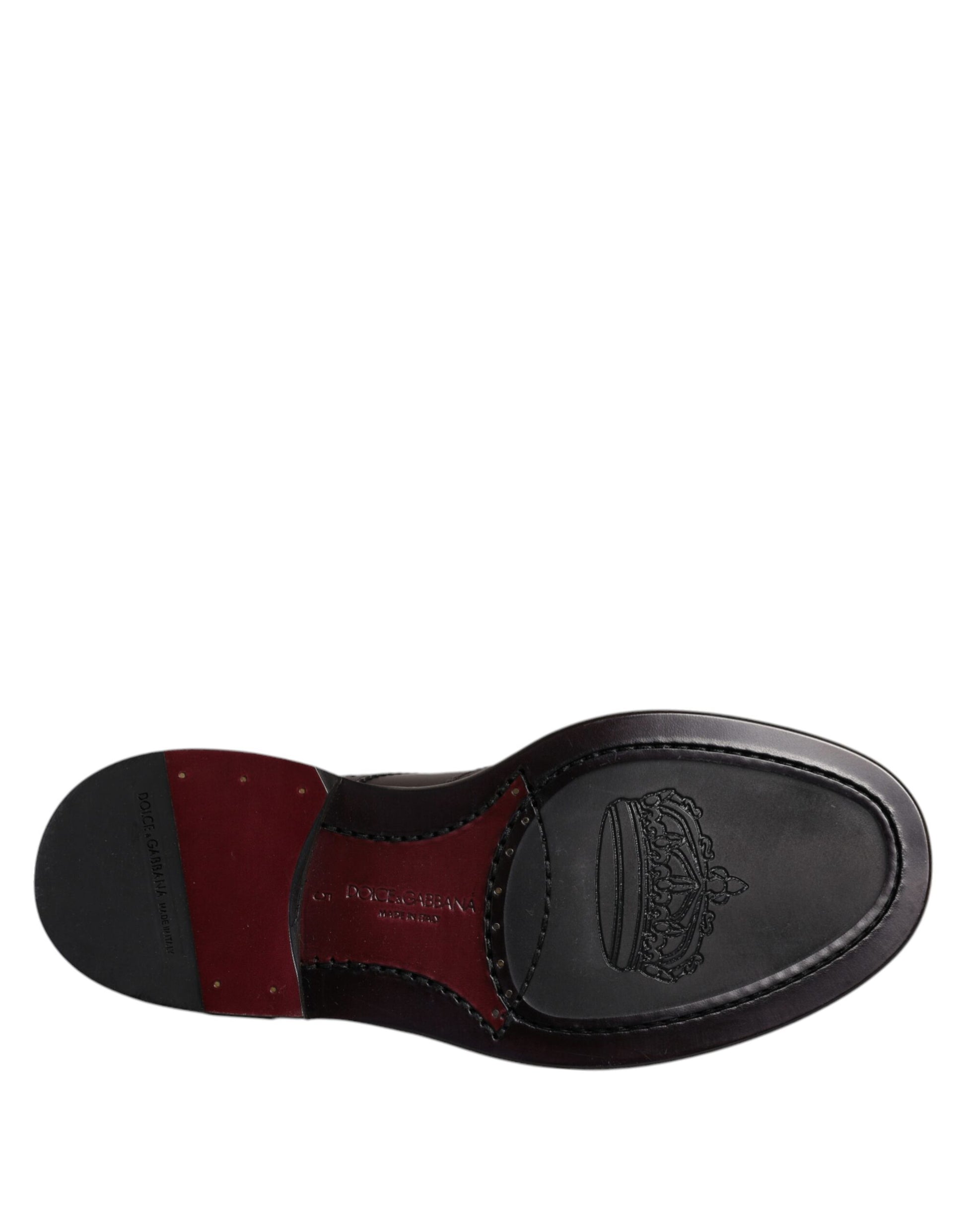 A single brown leather shoe with a wingtip design, laces, and a logo on the side