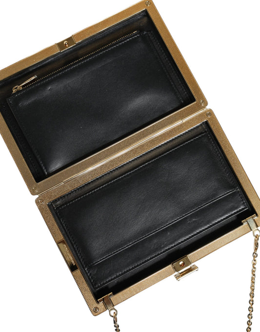 Black leather wallet with gold trim