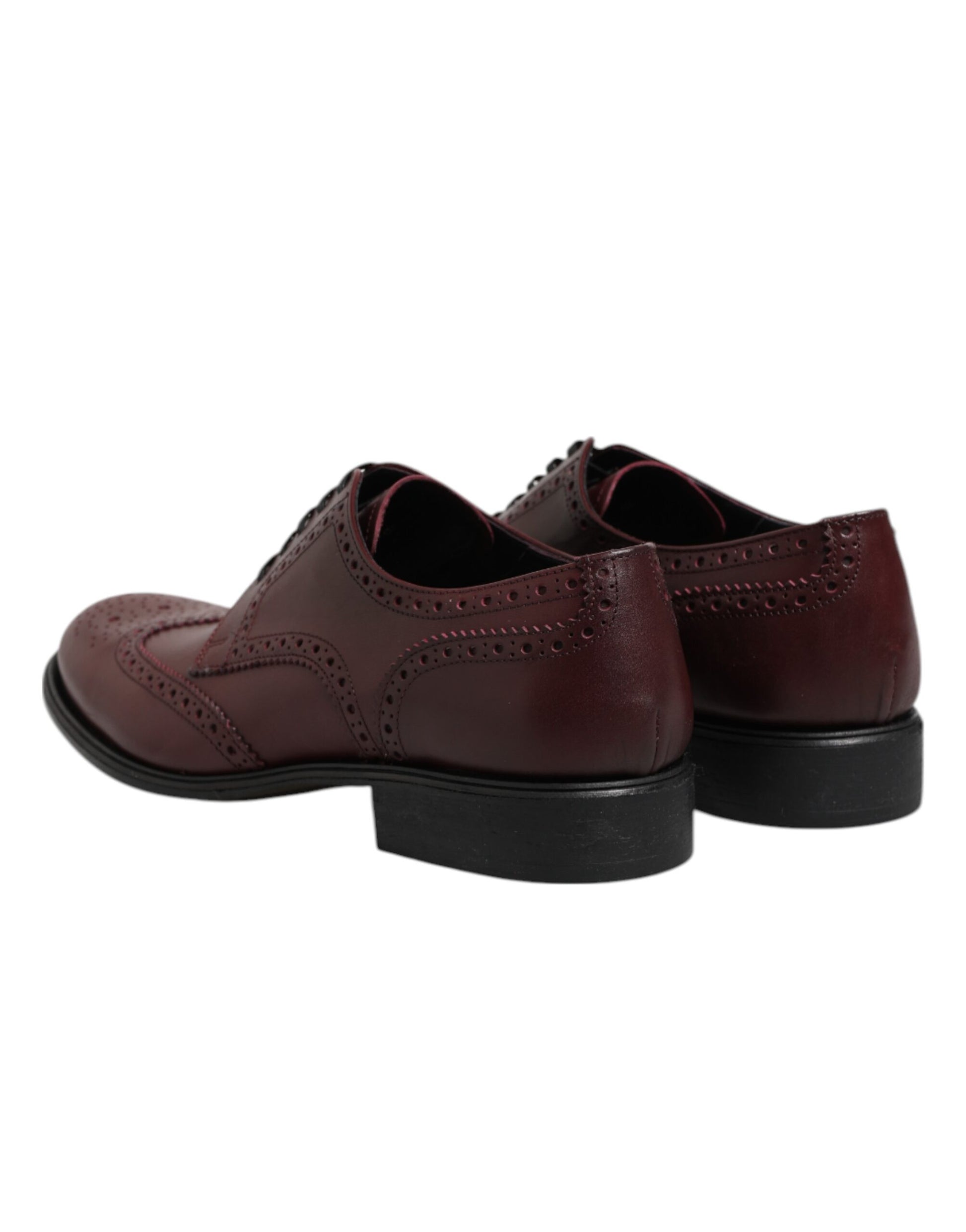 Pair of brown leather lace-up dress shoes with black soles, designed by Dolce & Gabbana