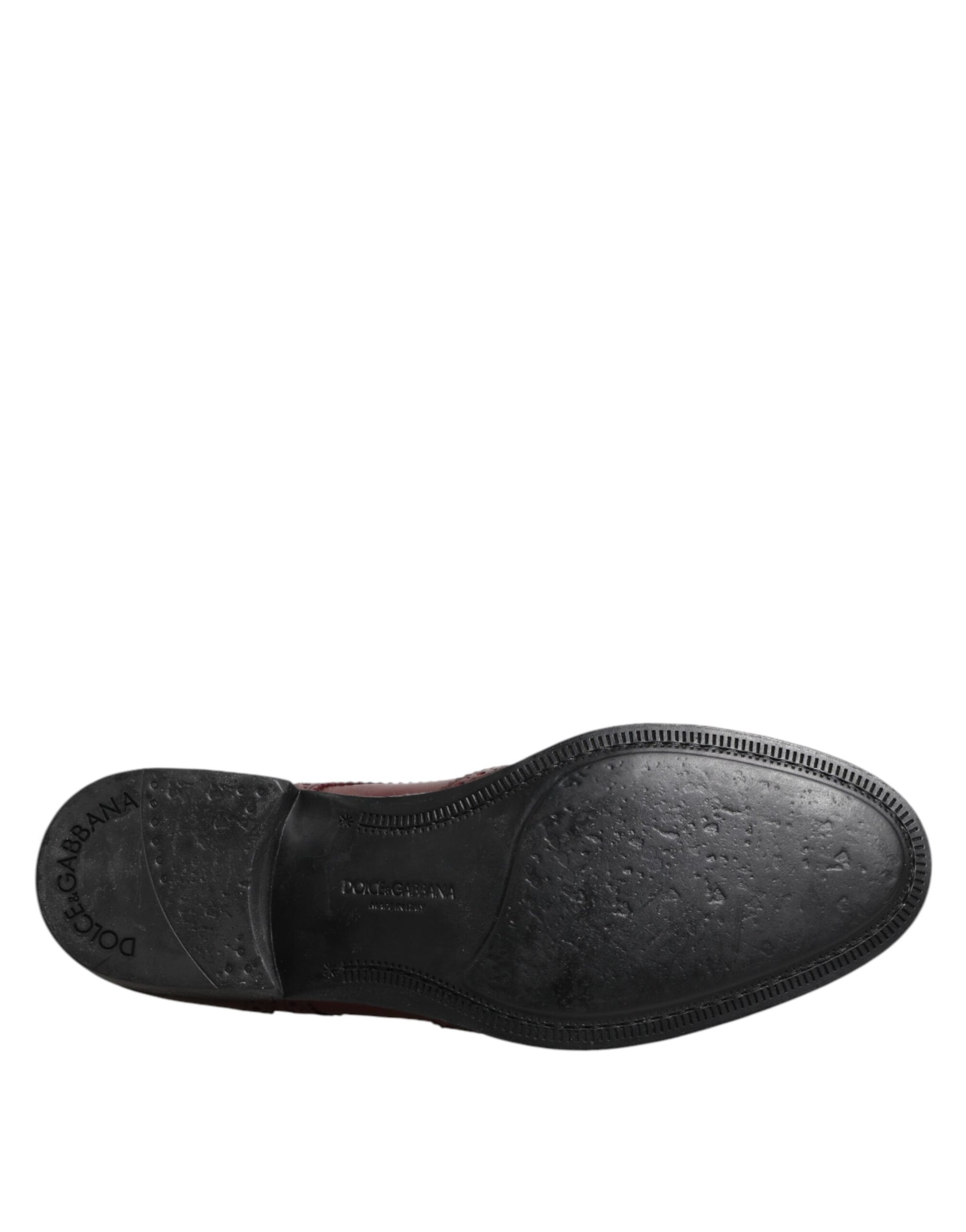 A single brown leather lace up dress shoe with a black sole