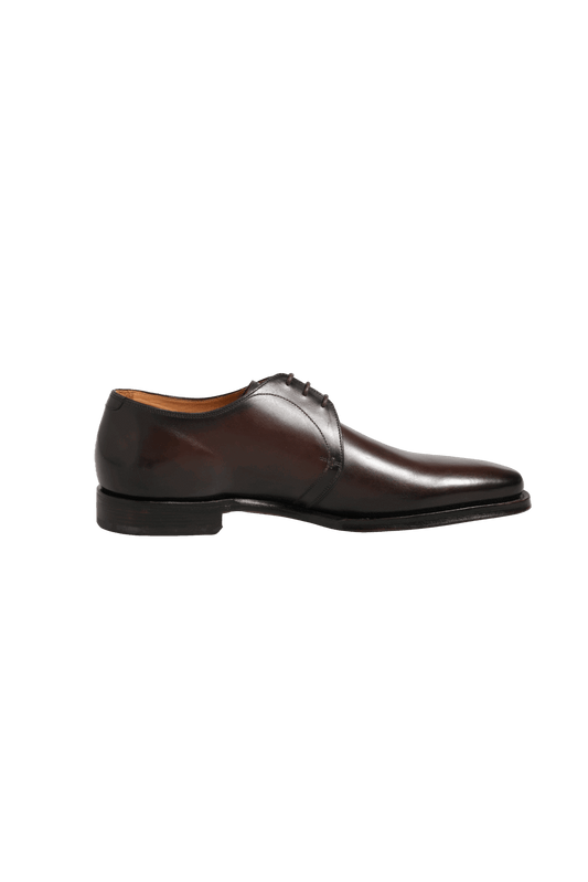 Brown leather lace up dress shoes with a small heel, designed by Dolce & Gabbana