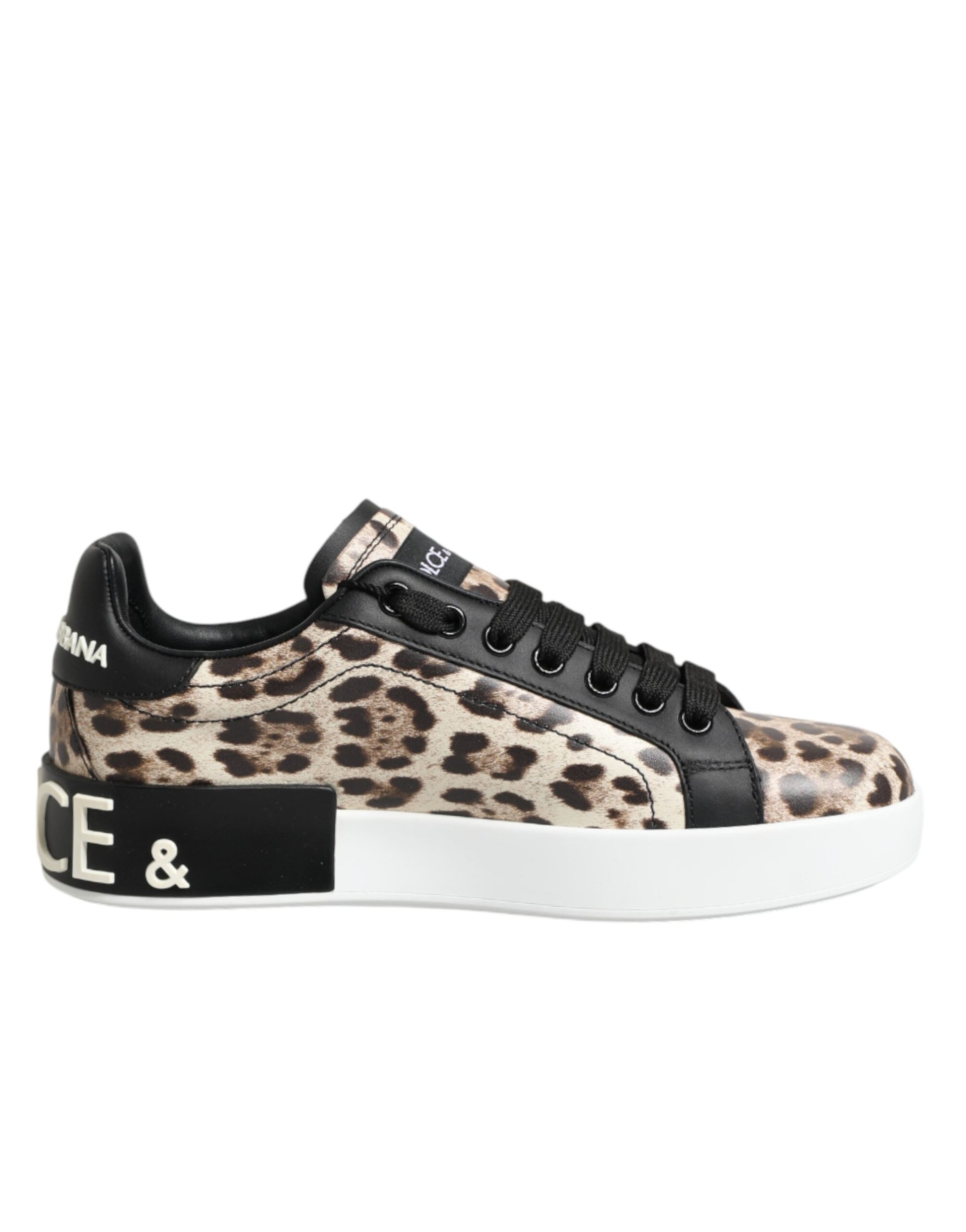 Leopard print sneaker with white sole