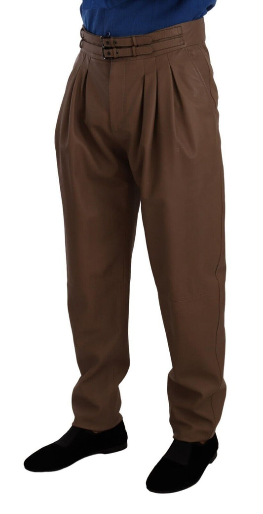 Brown pants with a high waist and wide legs