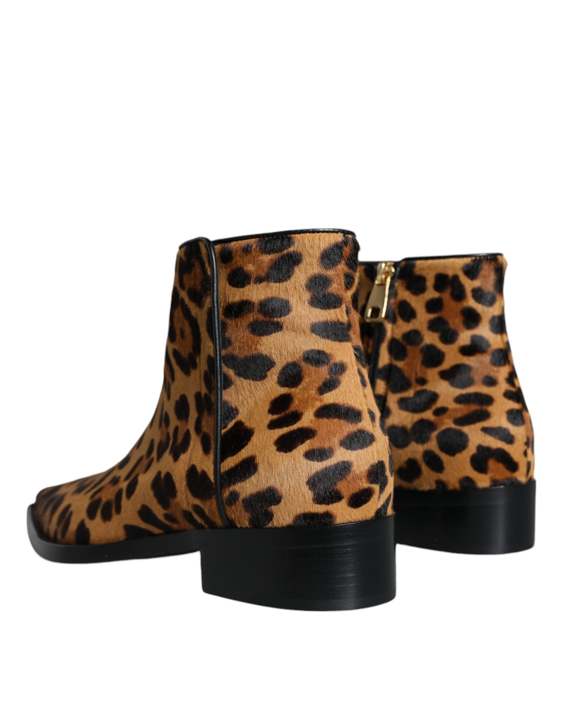 Leopard print ankle boots with chunky heels