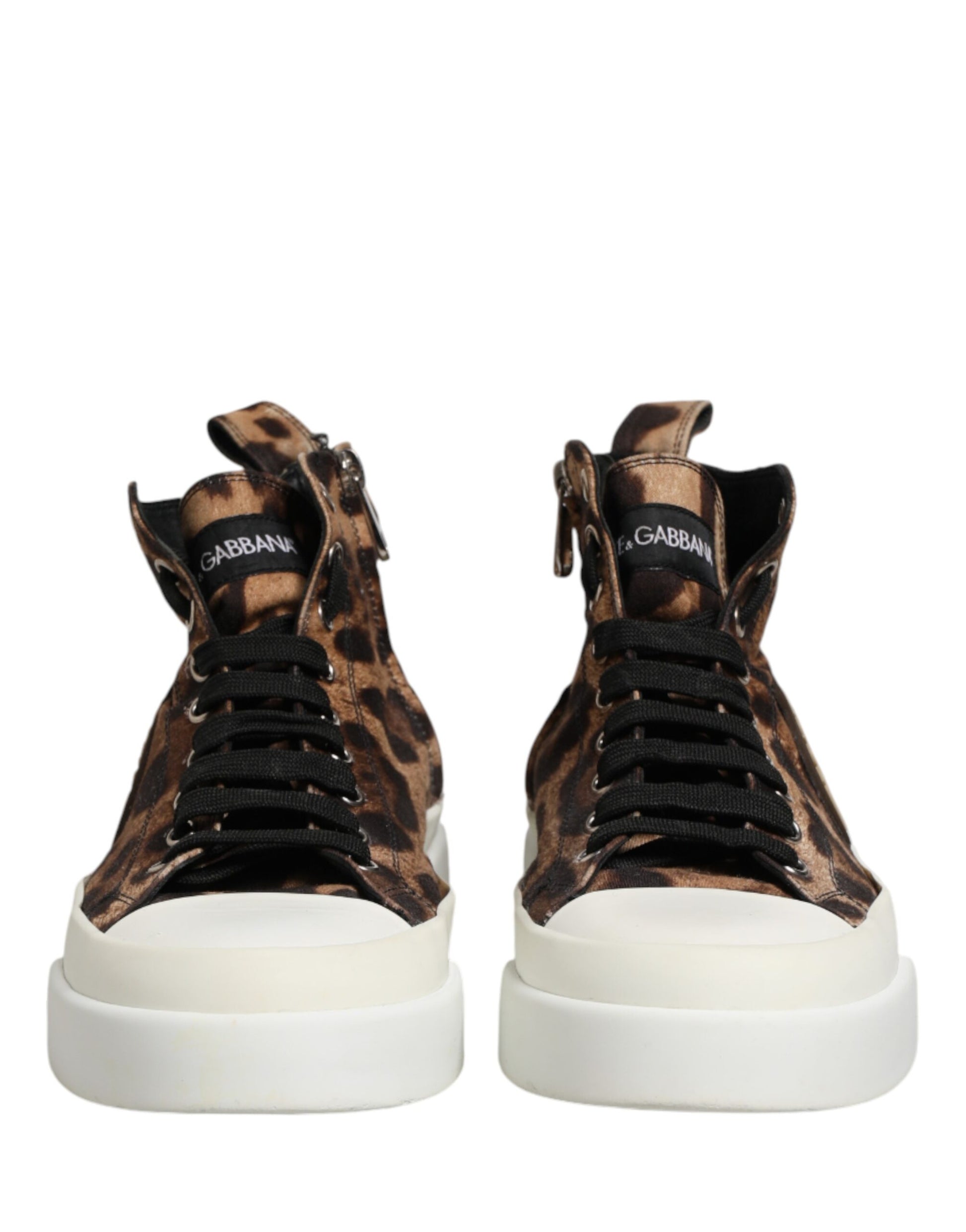Pair of high top sneakers with fur trim and laces
