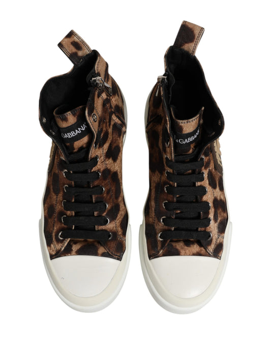 Pair of high top sneakers with laces