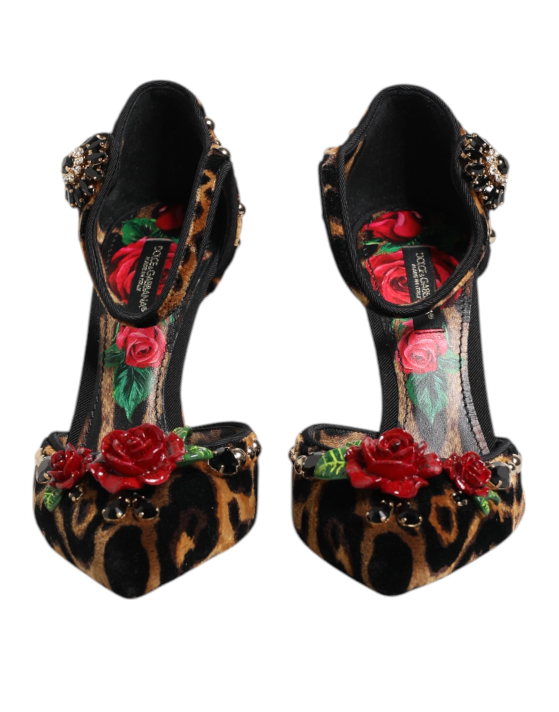 High heel shoes with floral designs and embellishments