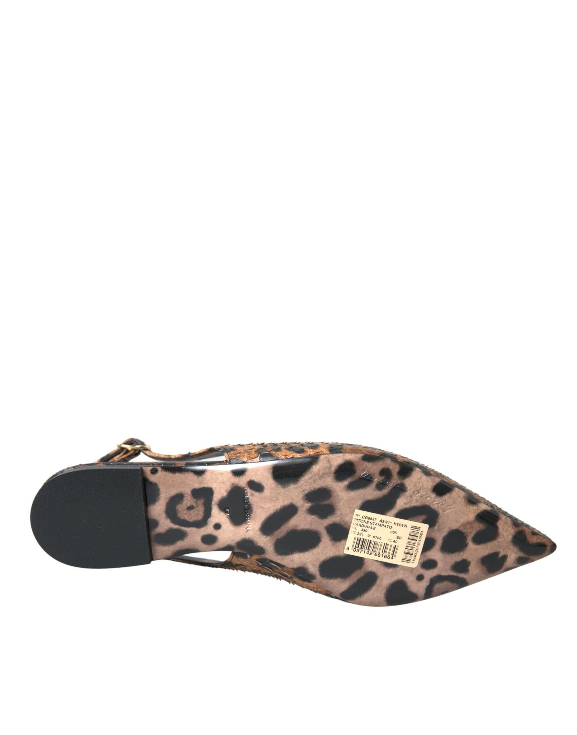 Leopard print shoe with a strap and buckle closure