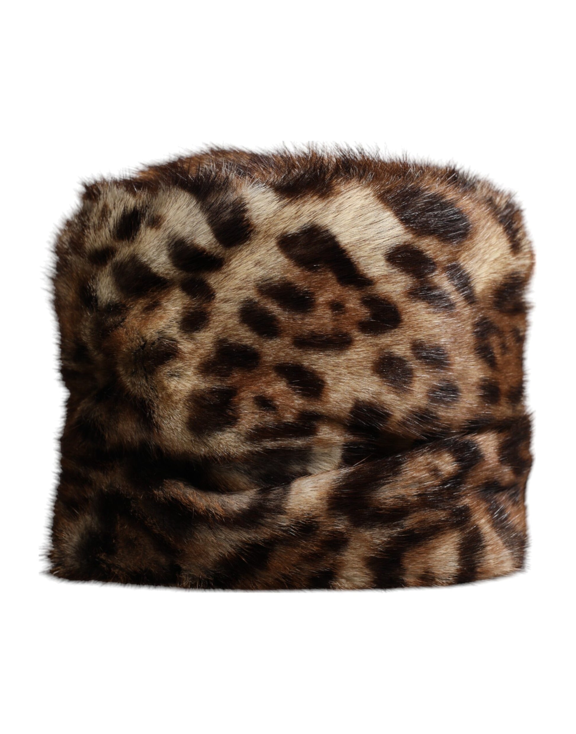 Leopard print fur hat