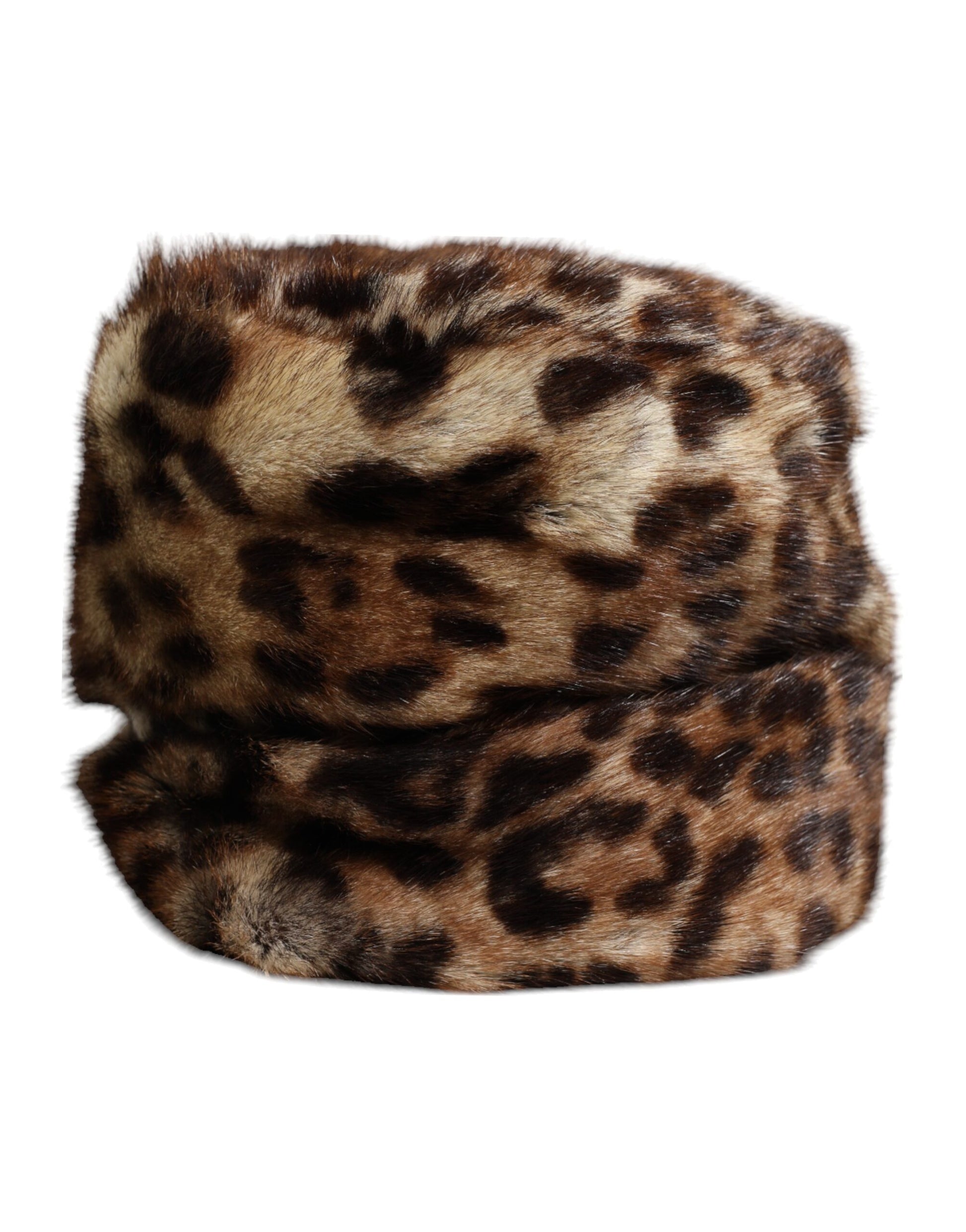 Leopard print fur hat