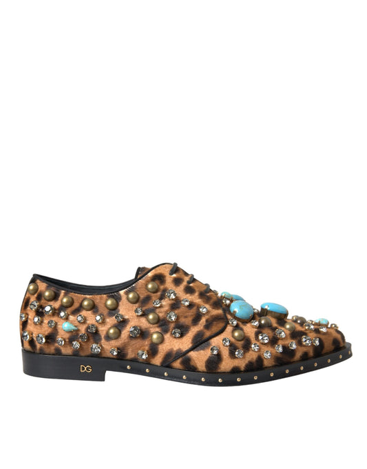 Leopard print shoe with gold studs