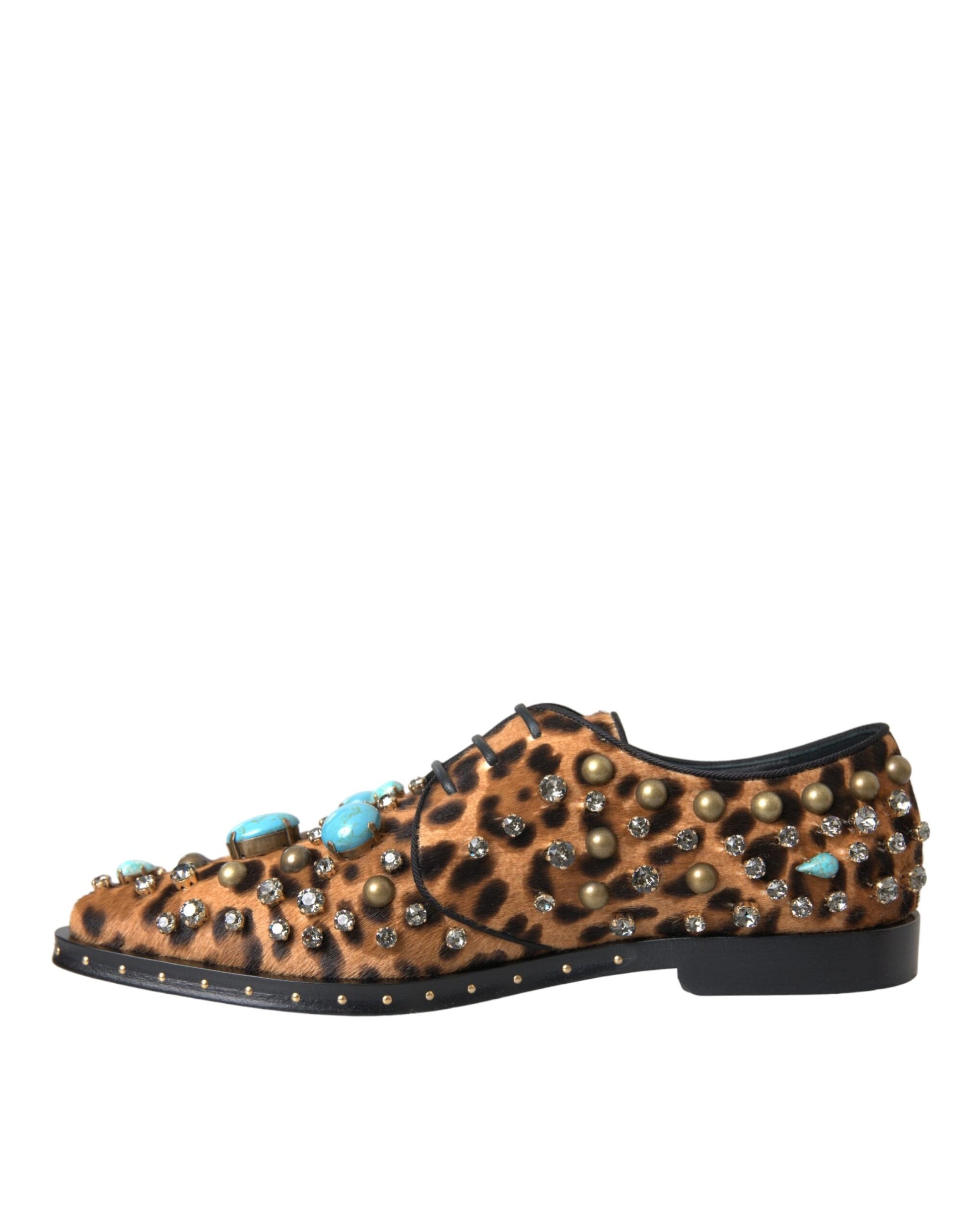 Leopard print shoe with studs on top