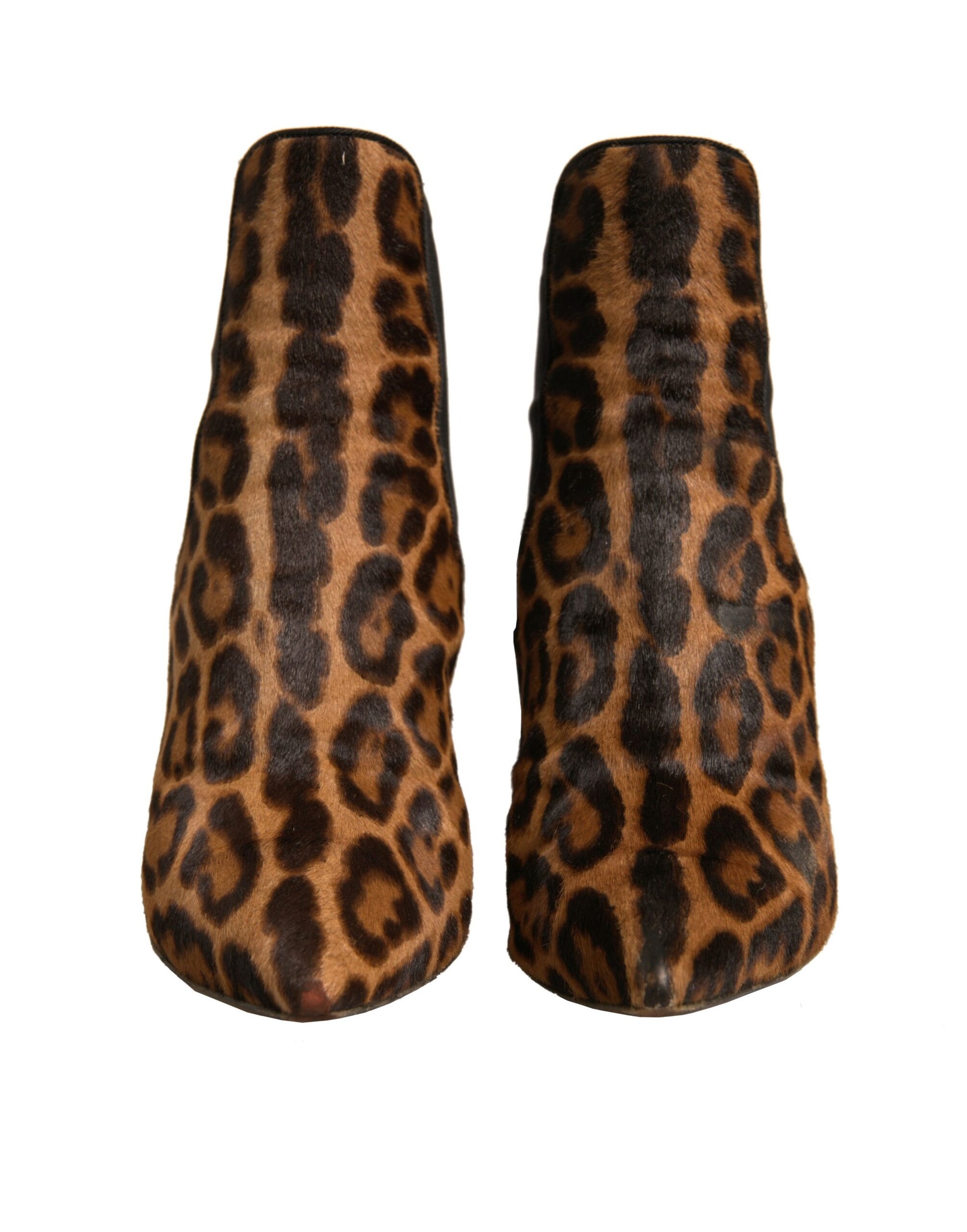 Pair of women's boots with animal print design