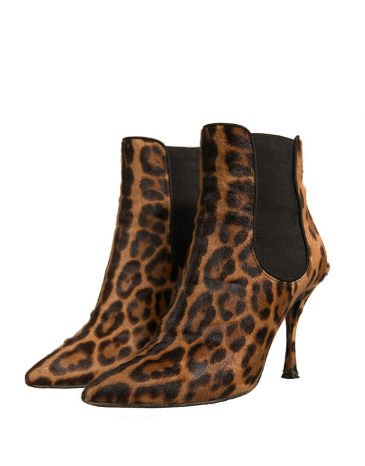 Leopard print high heel boots
