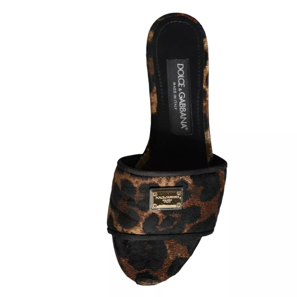 Leopard print shoe with a strap across the foot