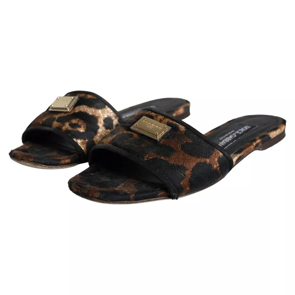 Pair of women's sandals with a cheetah print design
