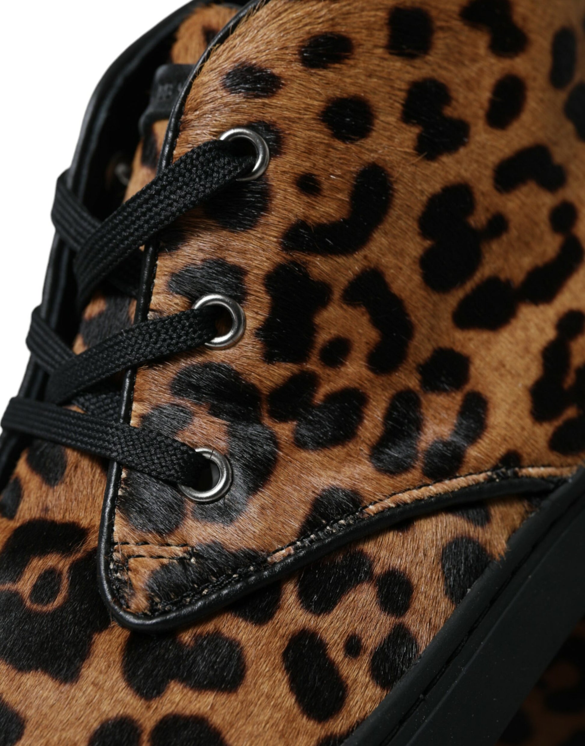 Leopard print boot with laces and zipper closure