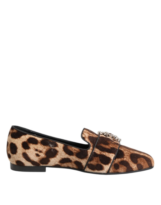 Leopard print loafer shoes