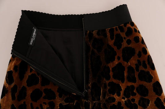 Leopard print pants with black waistband