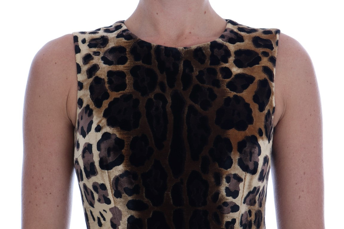 A brown leopard print silk sheath dress by Dolce & Gabbana