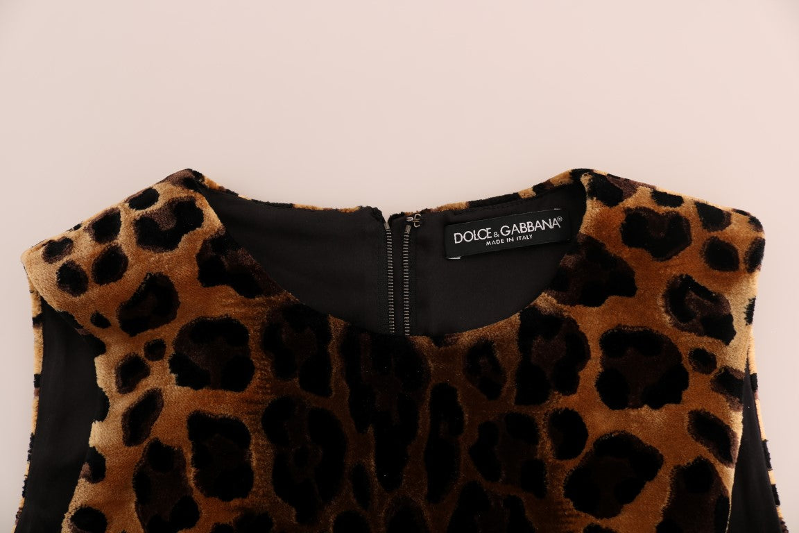 A brown leopard print silk sheath dress by Dolce & Gabbana