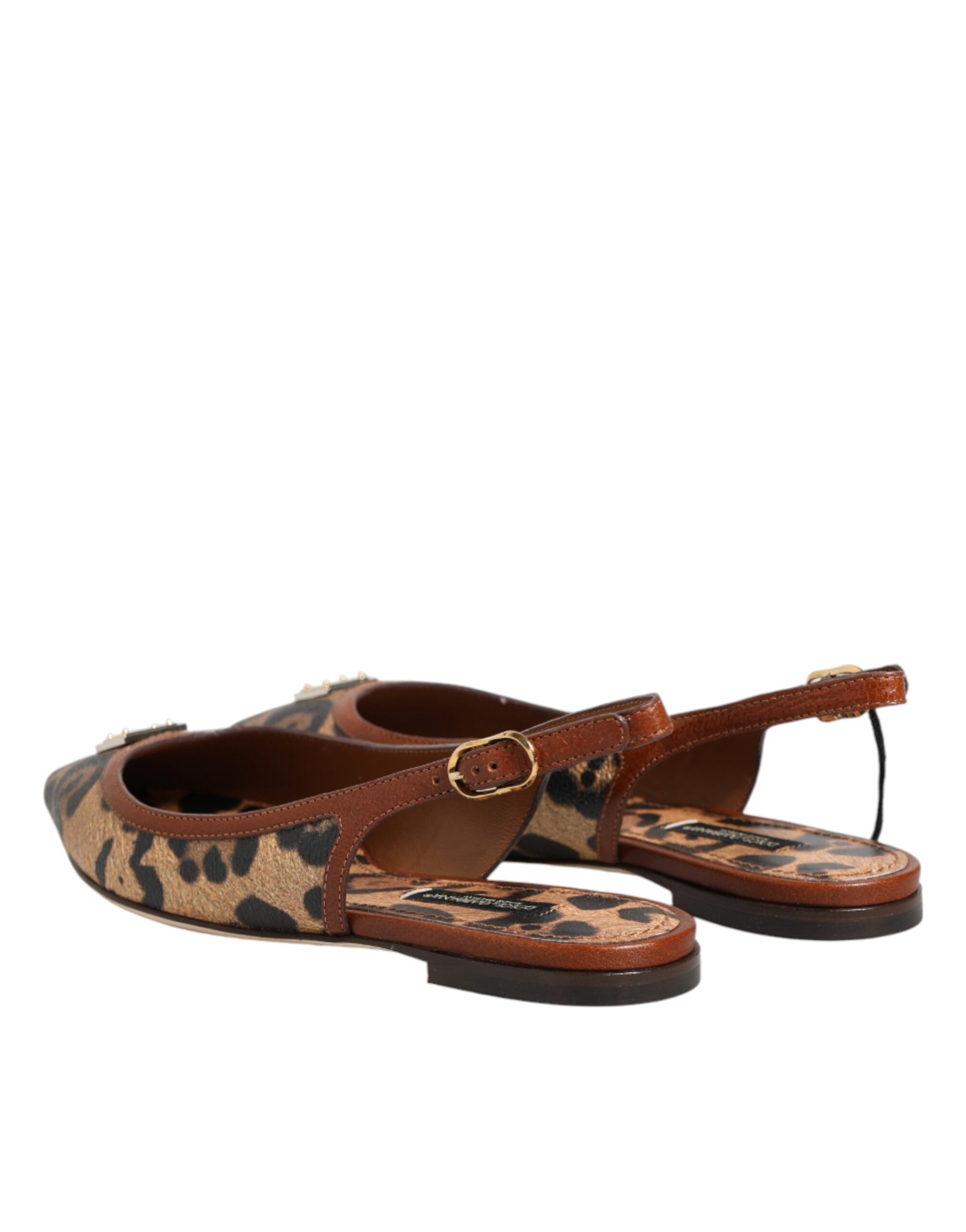 Pair of women's sandals with leopard print design on straps