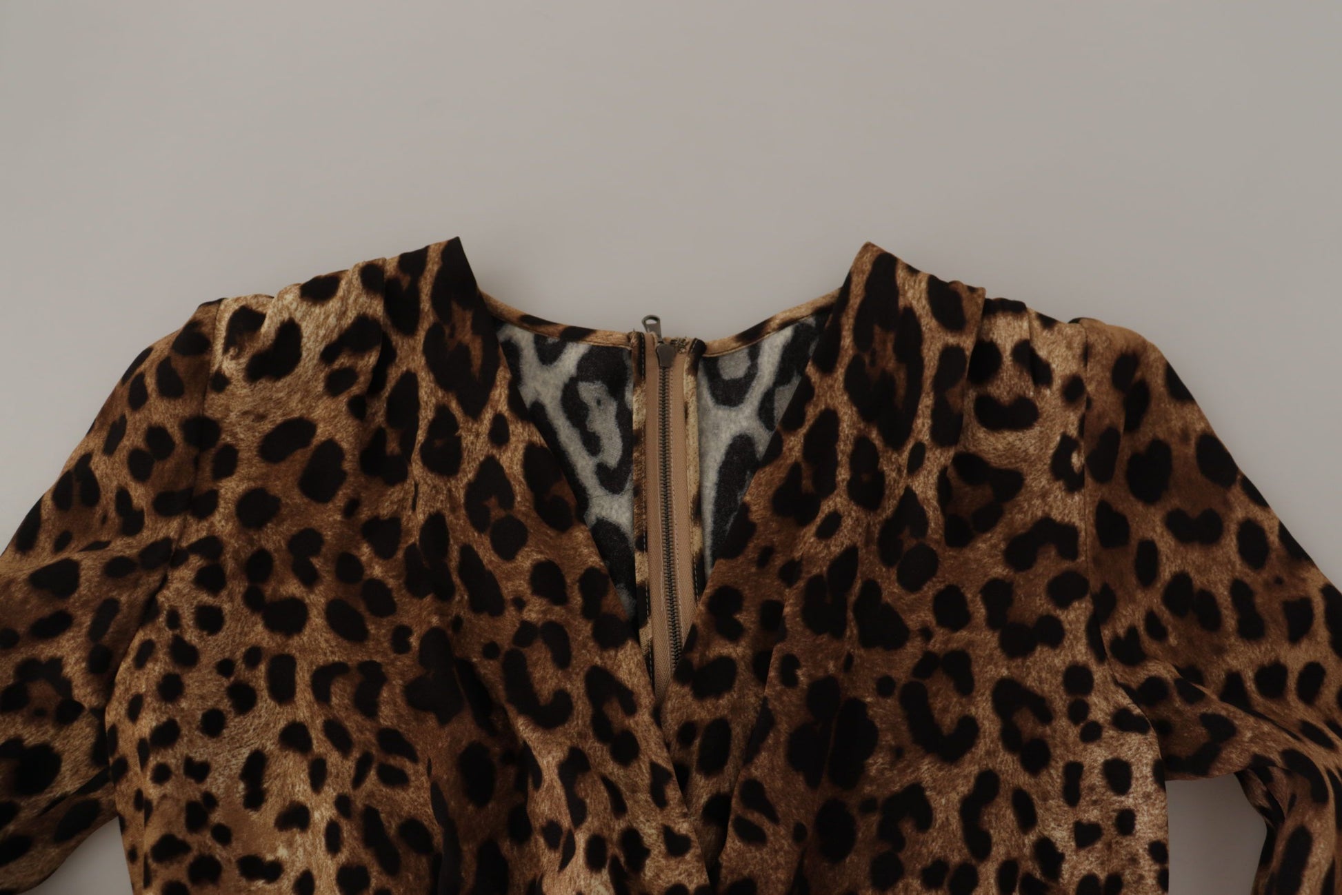 Leopard print wrap dress with zipper detail