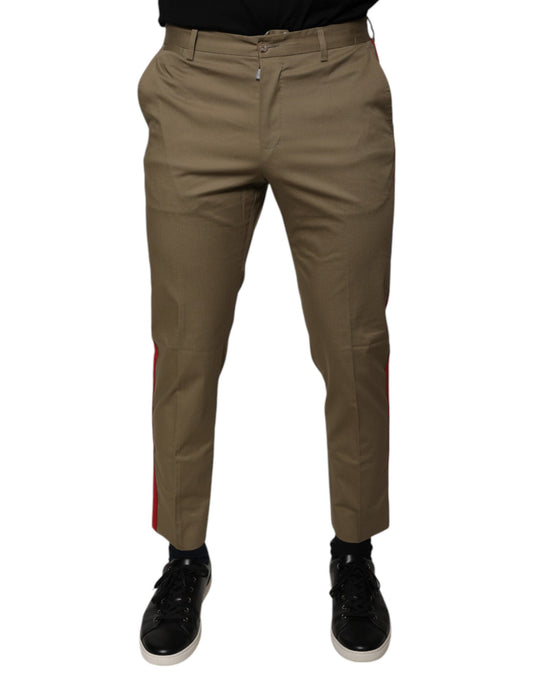 Khaki pants with red stripe on side