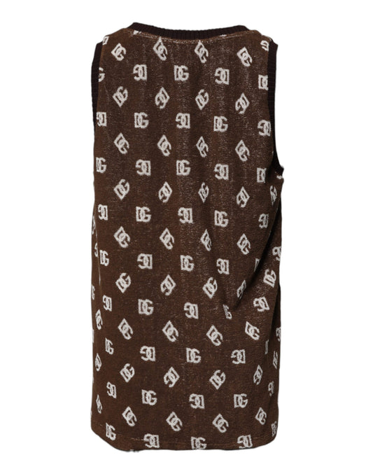 Brown vest with white pattern on front