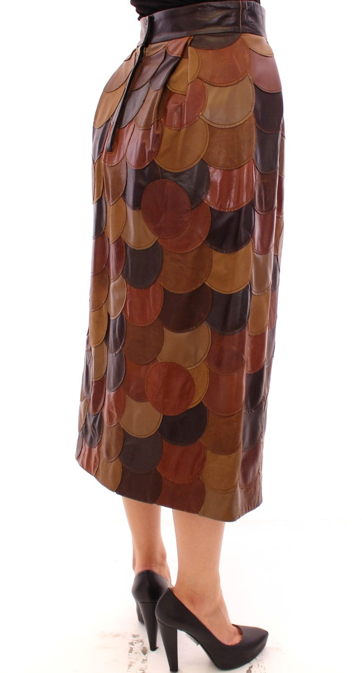 Brown skirt with circular patterns