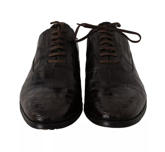 Pair of brown leather dress shoes with laces and a patterned design, possibly from the brand Dolce & Gabbana