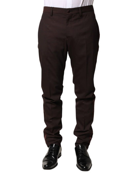 A pair of brown polyester men's dress trousers from Dolce & Gabbana