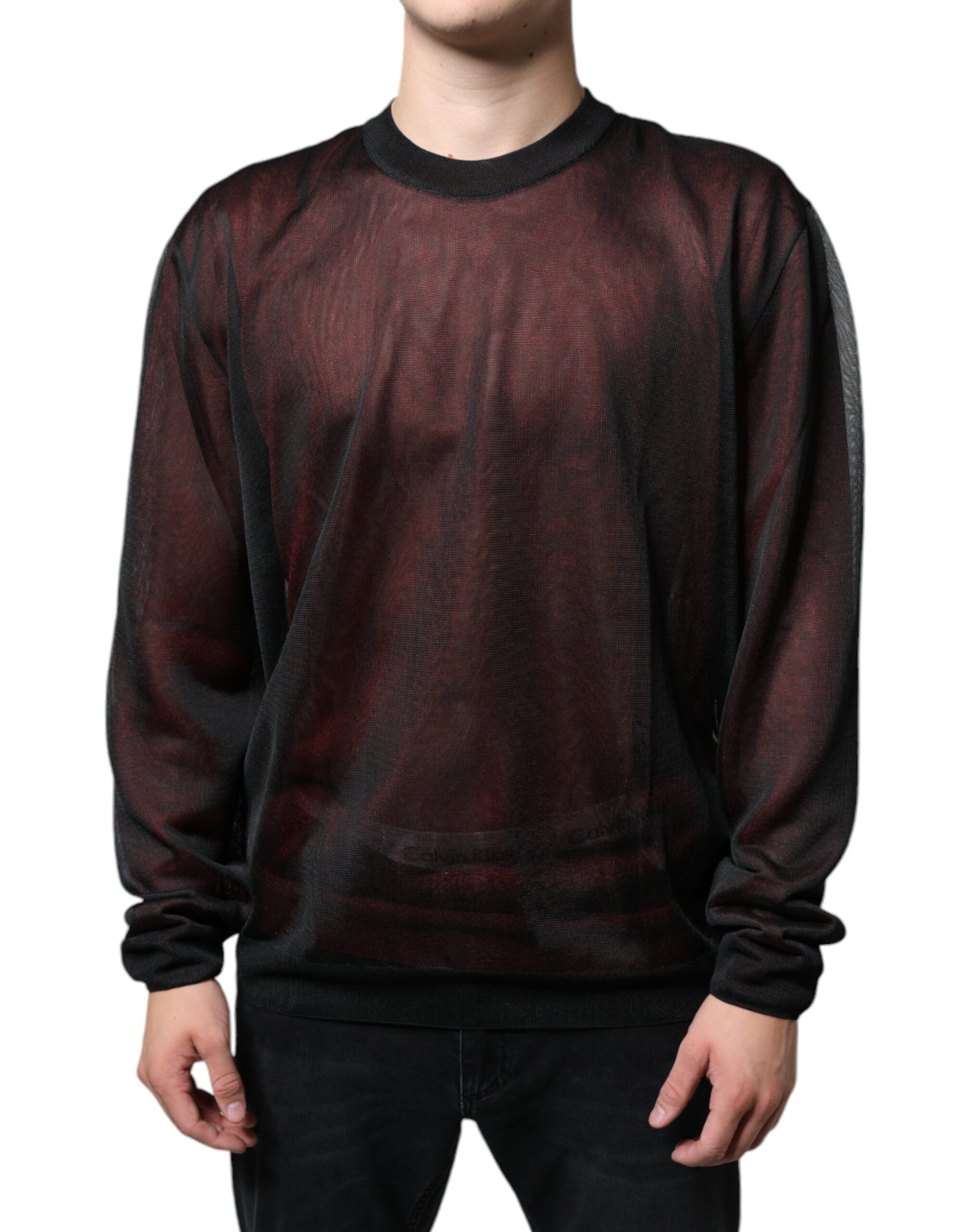 Long sleeve sweater with a fishnet texture pattern