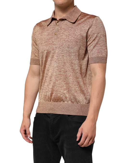 Man wearing a brown polo shirt