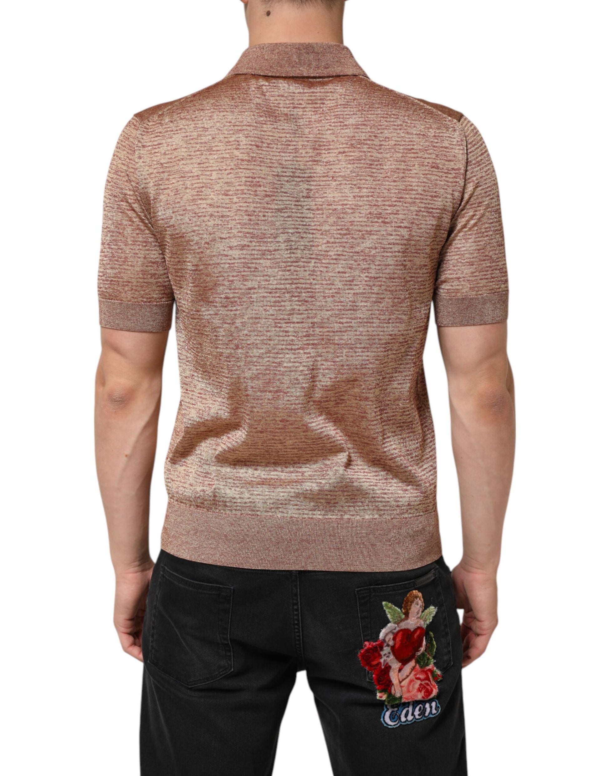 Man wearing a shiny backless top
