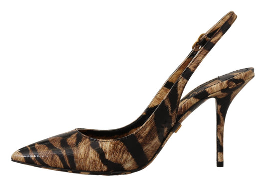 High heel shoe with animal print design