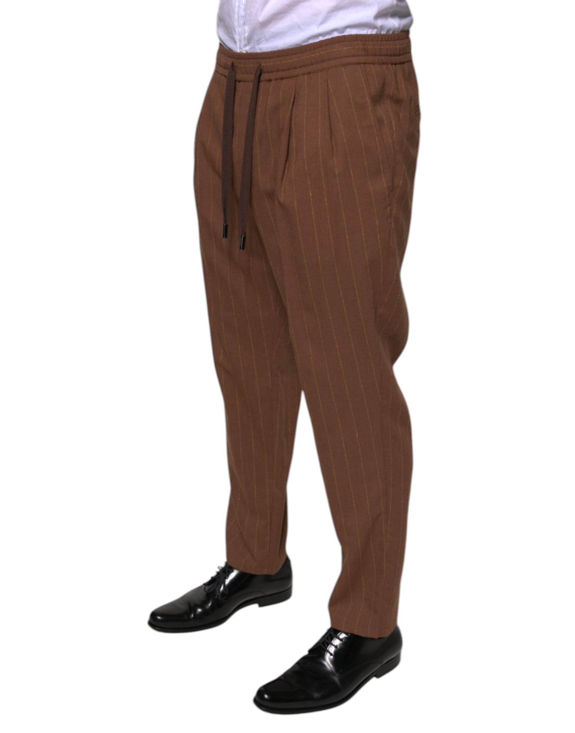 A pair of brown striped men's dress pants by Dolce & Gabbana