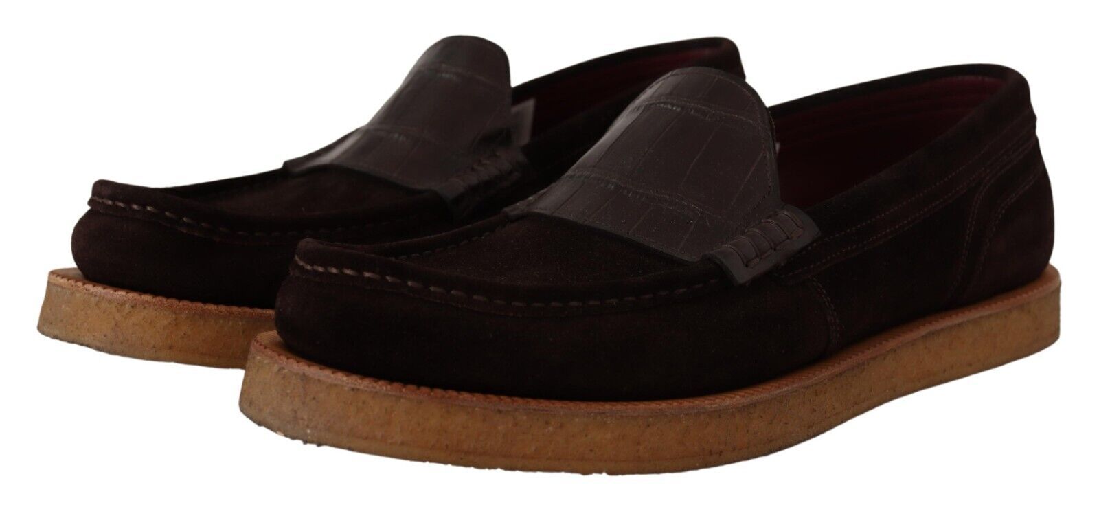 Pair of black shoes with brown soles