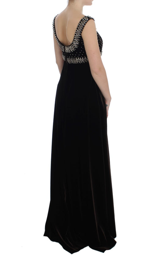 Long black formal dress with beaded back