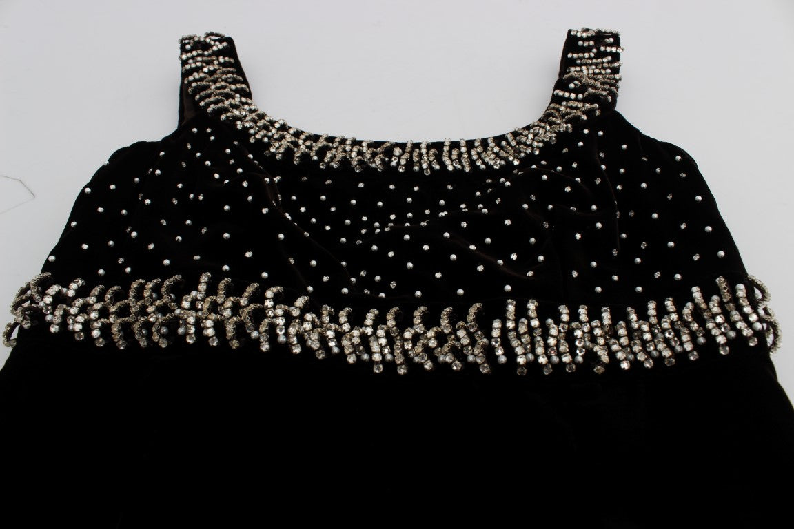 Black sequined top with embellishments