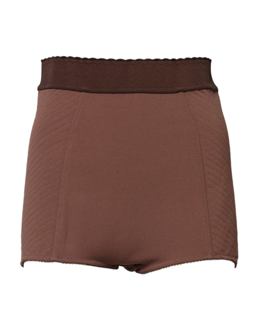 Brown shorts with a quilted design on the front