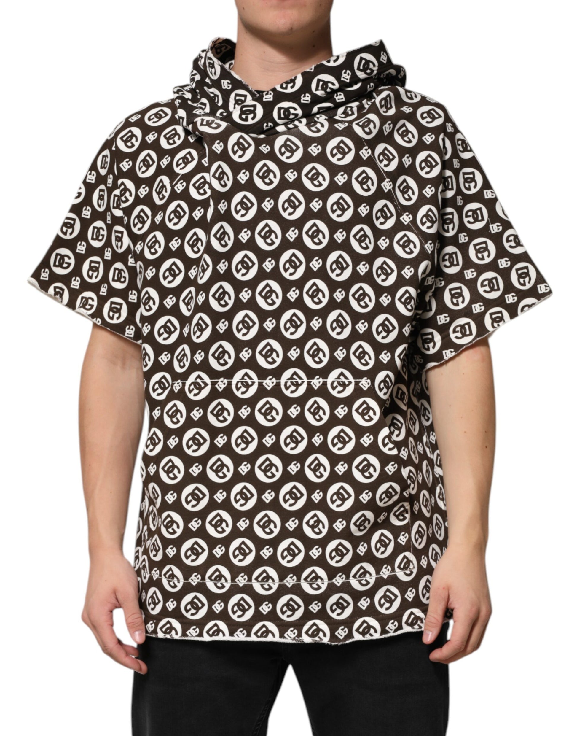 Man wearing hoodie with patterned design
