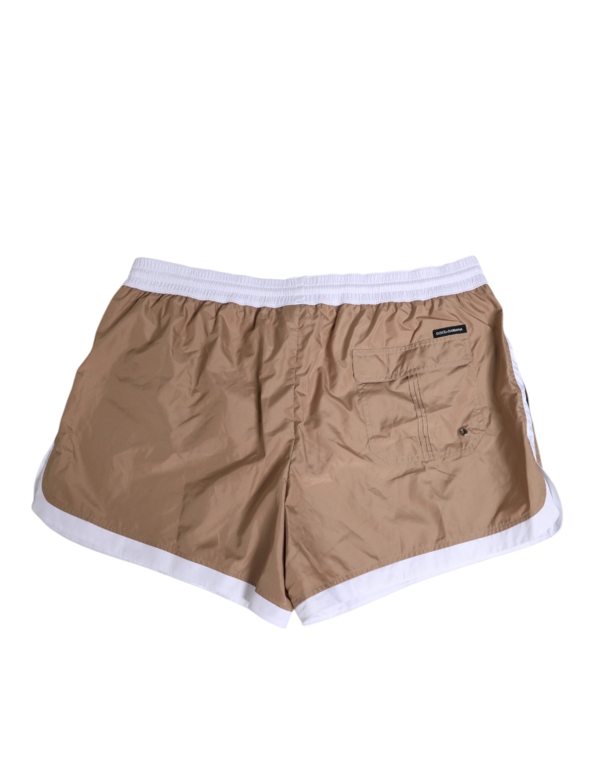 Pair of brown shorts with white trim