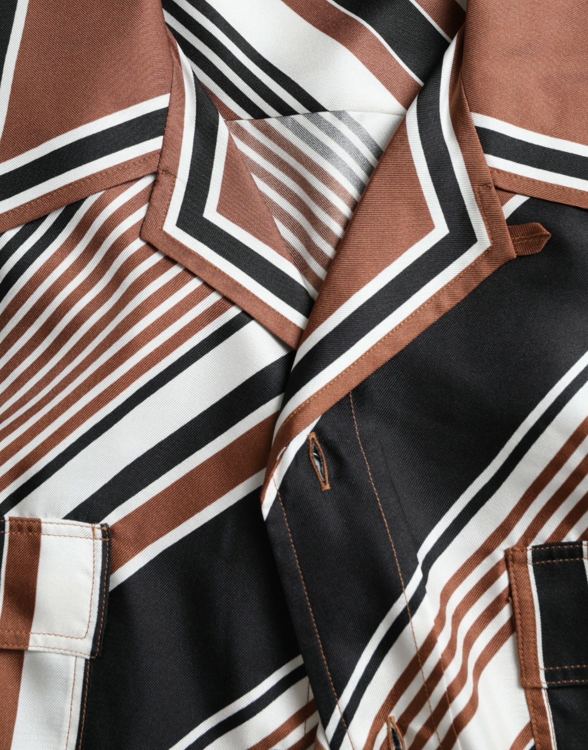 Striped jacket with brown and white stripes