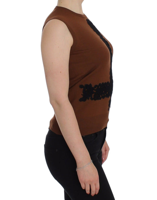 Woman wearing brown tank top